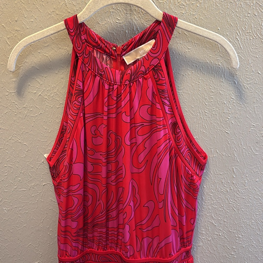 Michael Kors Cynthia Pink Paisley Halter Maxi Dress Women’s Size Medium - Picture 3 of 11